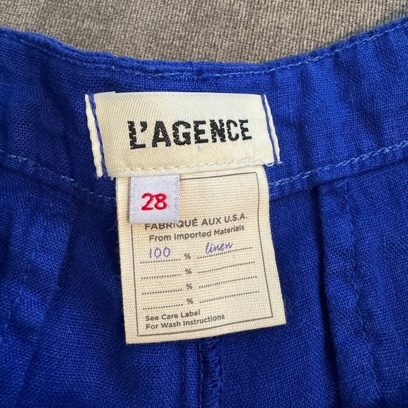 L'AGENCE Zahari High Rise Surf Blue Linen Shorts Size 28 - Picture 6 of 13